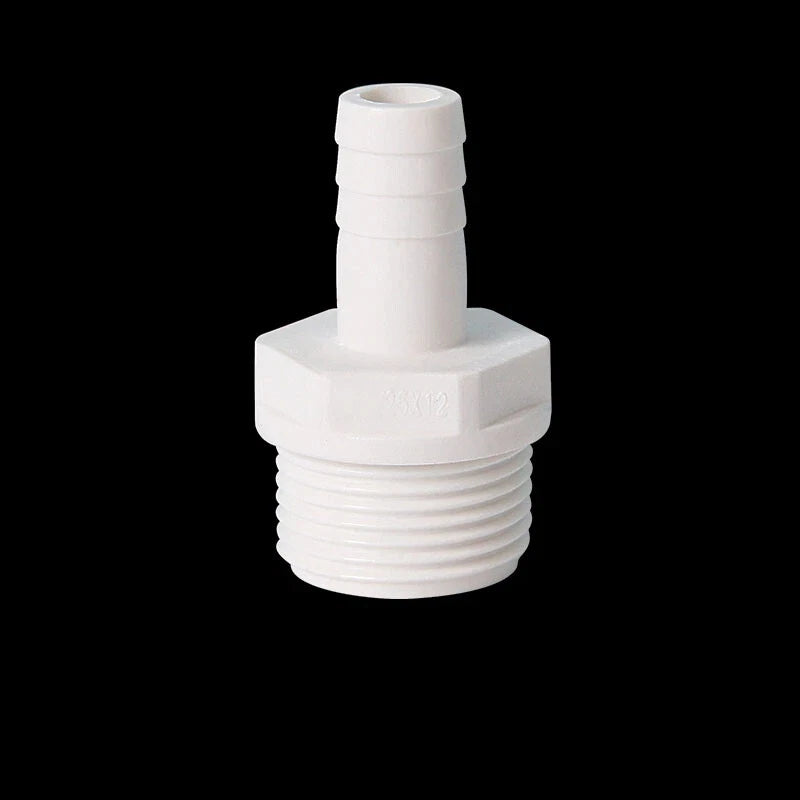 Barb PVC Pipe Straight Connector Fittings 1 2" 3 4" Threaded To Hose OD 8~16mm