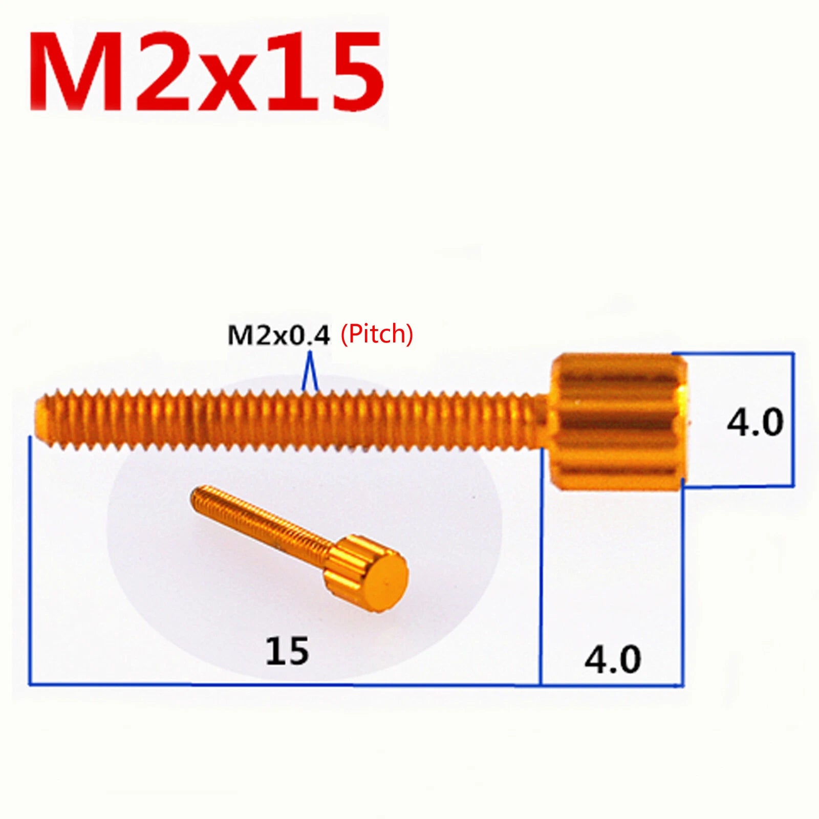 M2 Knurled Thumb Screws — 6061 Aluminum Alloy, Colored Round Hand Grip Knob Bolts