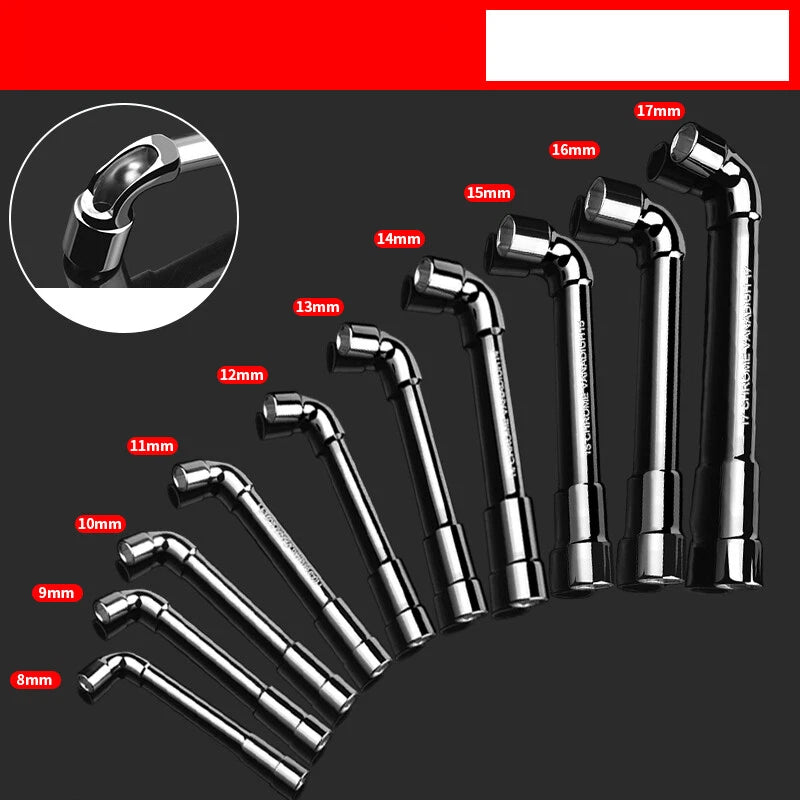 L-Shaped Perforated Hex Socket Wrench Set Diameter 6-17mm Chrome Vanadium Steel