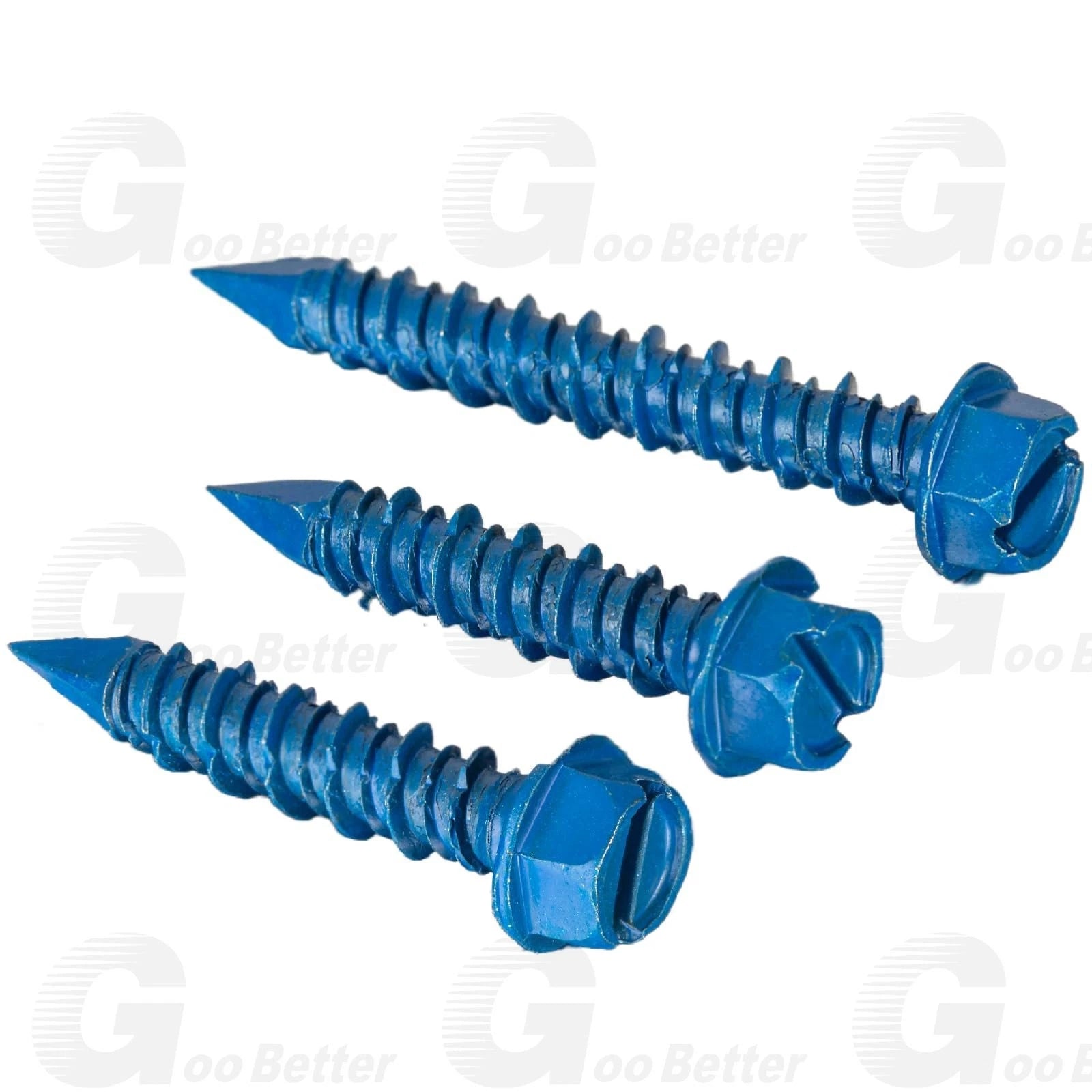 200pcs Concrete Screws Masonry Brick Tapscrews Hex Multi Drive Head Blue Tapcon