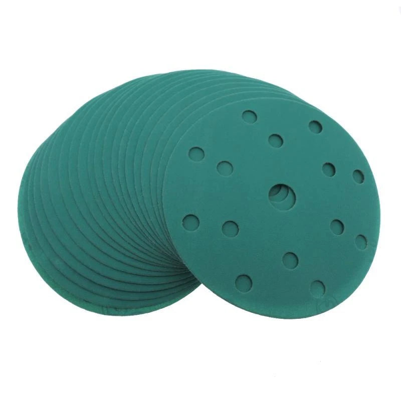 6" 150mm 15 Hole Polyester Film Green Sandpaper Wet Dry Sanding Discs P60-P2000