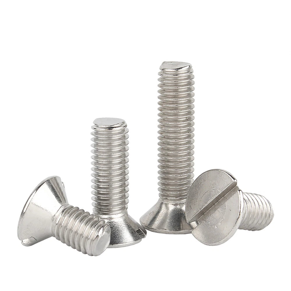 M1.6–M4 Slotted Countersunk Machine Screws – A2 Stainless Steel, Flat Head, Lengths 4mm–50mm