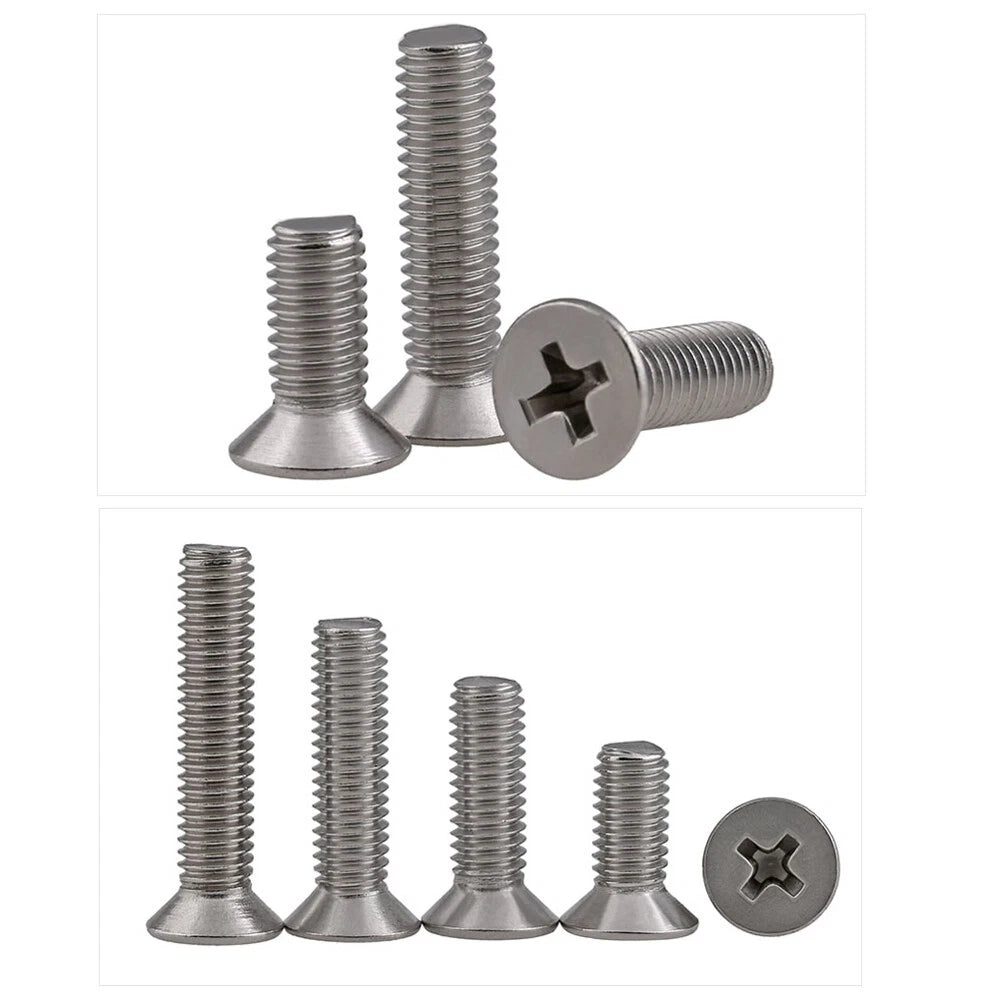 A2 Stainless Steel Phillips Countersunk Flat Head Micro Machine Screws M1 M1.2 M1.4 M1.6 M2 M2.5 GB/T 819 — 3mm to 60mm