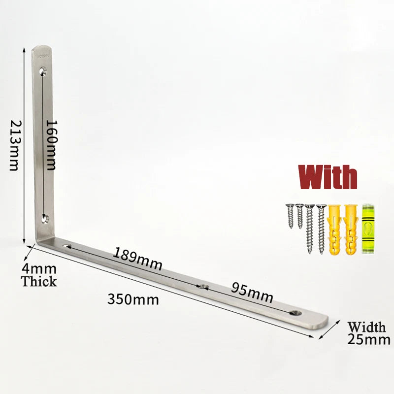 304 Stainless Steel Triangle Shelf Bracket Wall-Mounted for Bookshelf Storage