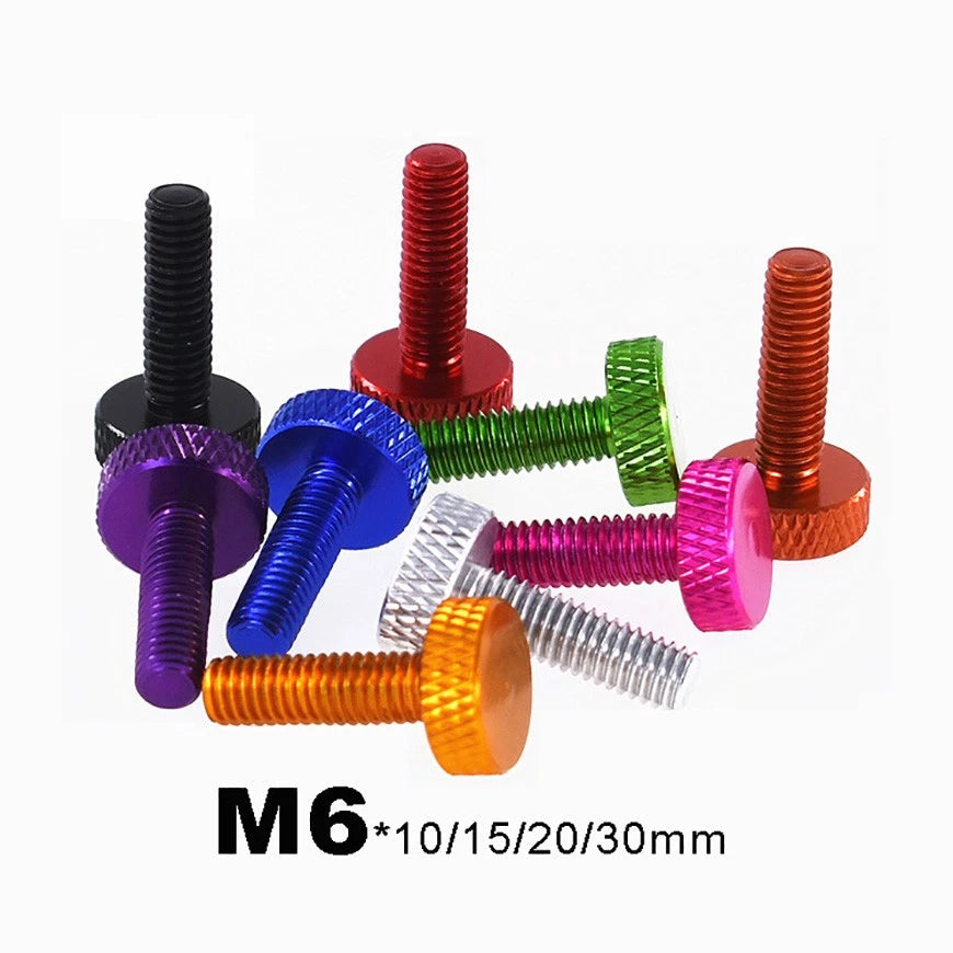 M6*10/15/20/30 Aluminum Bolts Knurled Flat Head Thumb Screws Anodized DIY Model
