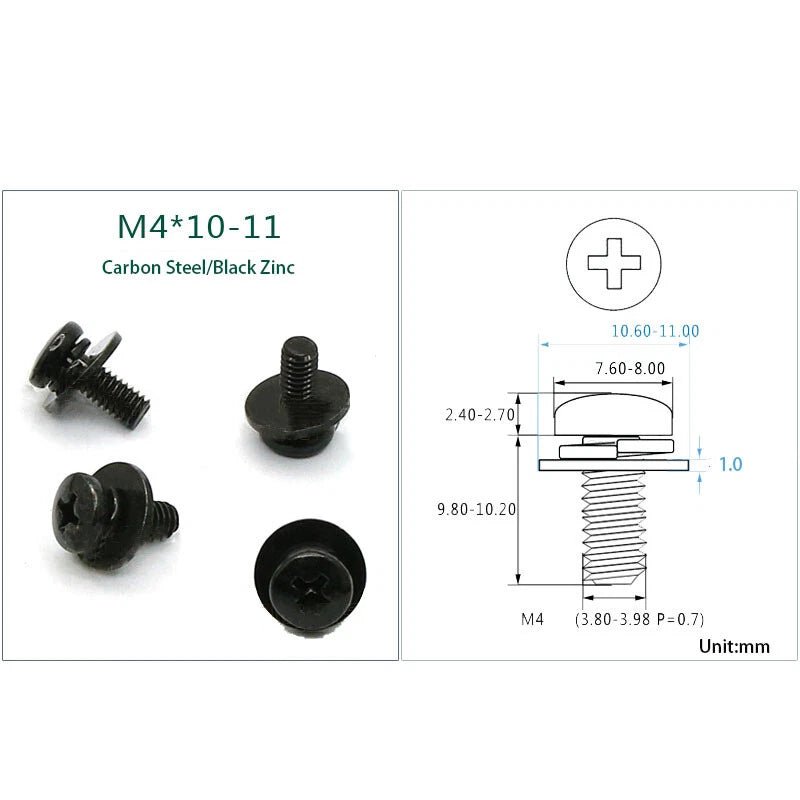 M2 M2.6 M4 Phillips Pan Head Machine Screws with Built - In Washer — Carbon Steel, Nickel / Black / Colored Zinc - HomeDIYer