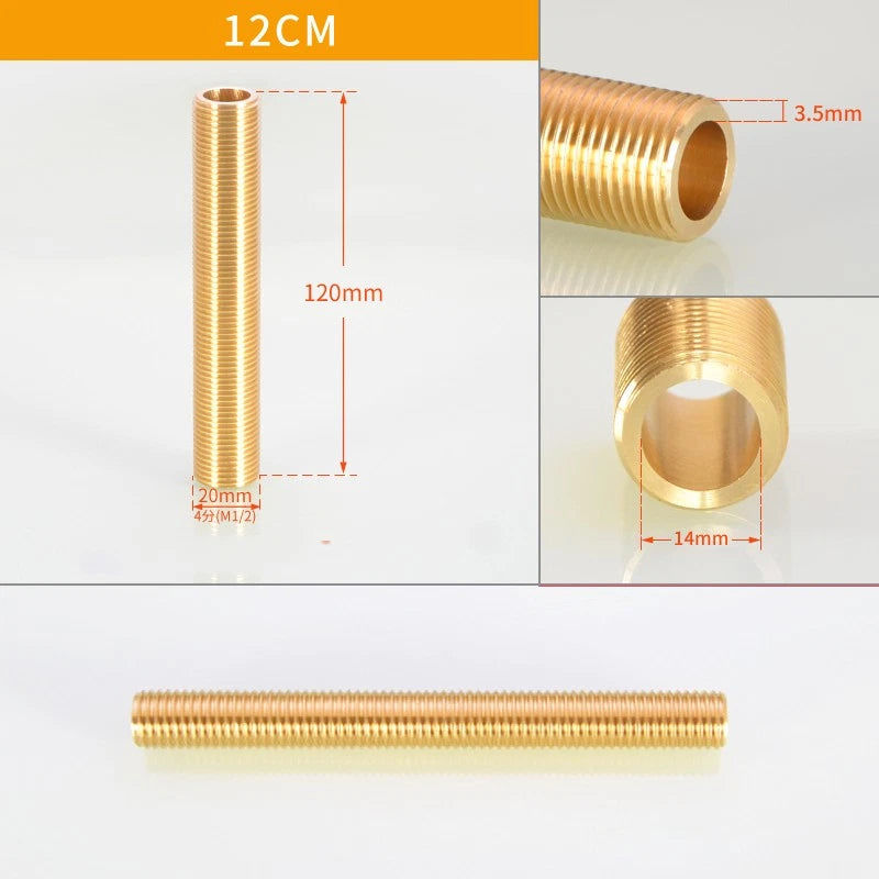 1/2" BSP Brass Male Thread Extension Pipe Nipple Connector | 3–12cm