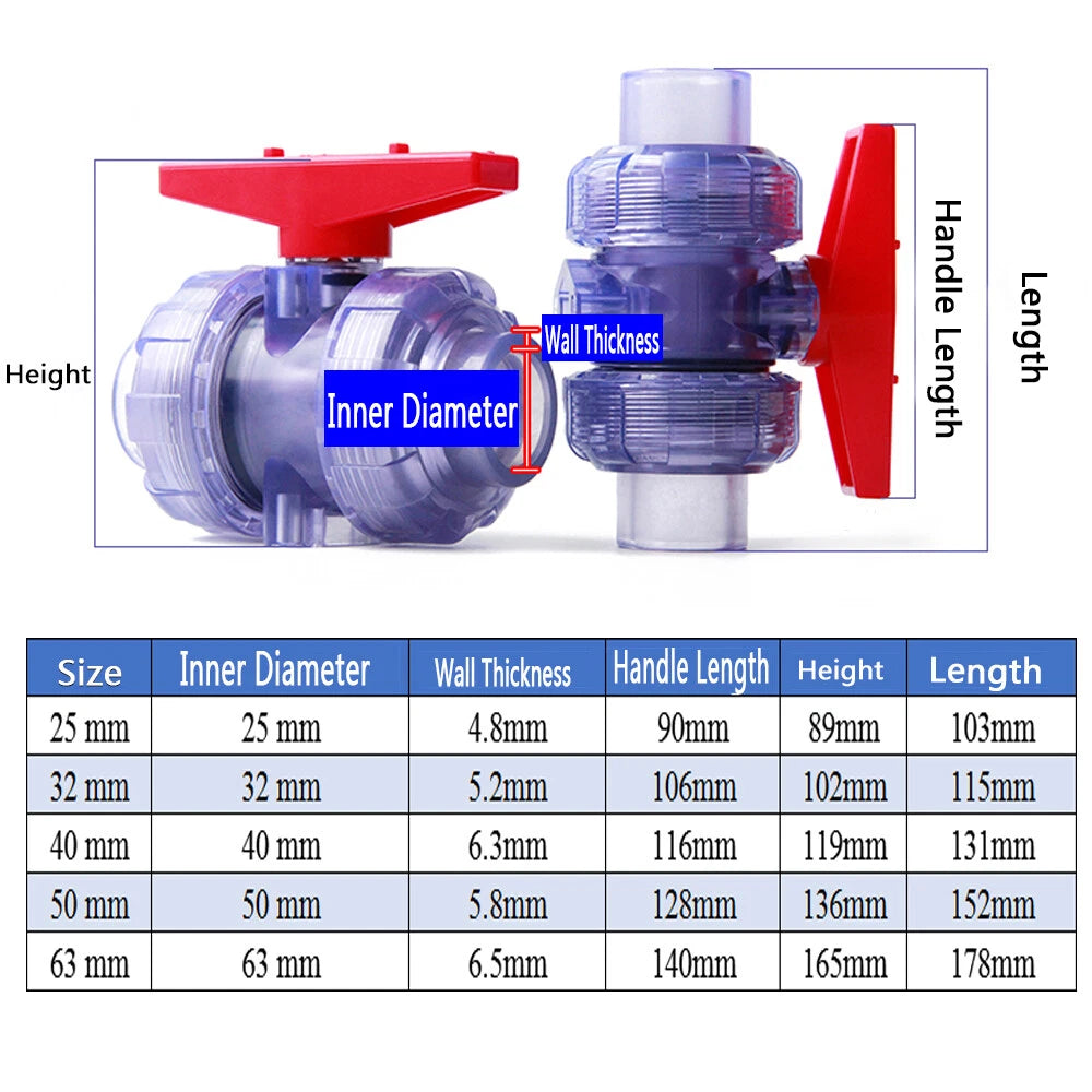 Transparent PVC-U Pipe Adhesive Fittings Tube Sleeve Elbow Tee Union Ball Valve