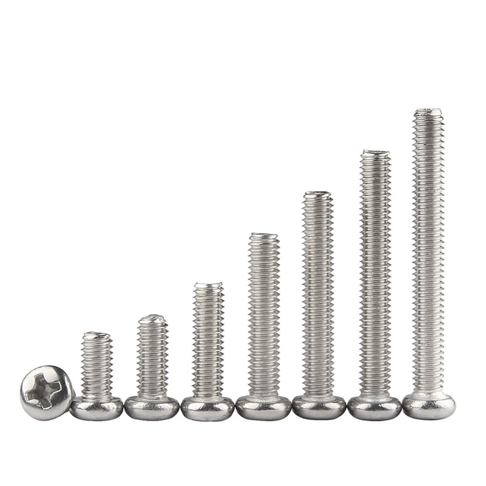 A2 Stainless Steel Pan Head Phillips Micro Machine Screws M1.0 M1.2 M1.4 M1.6 M2 M2.5 M3 M3.5 — 3mm to 120mm
