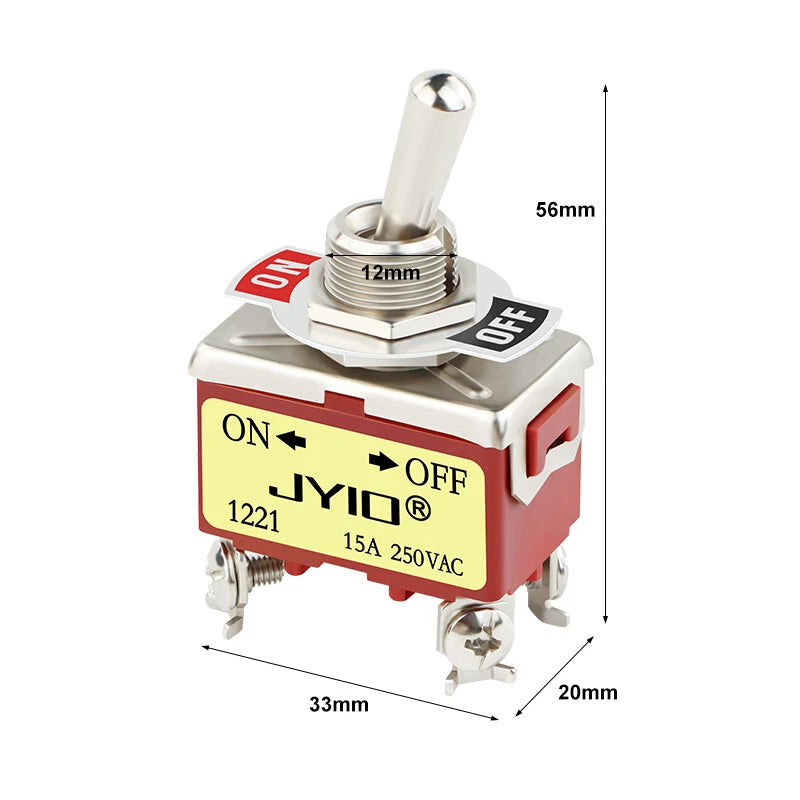 E-TEN Miniature Toggle Switch 240V – ON/OFF/ON SPDT 3-Position for Boat, Car & Model