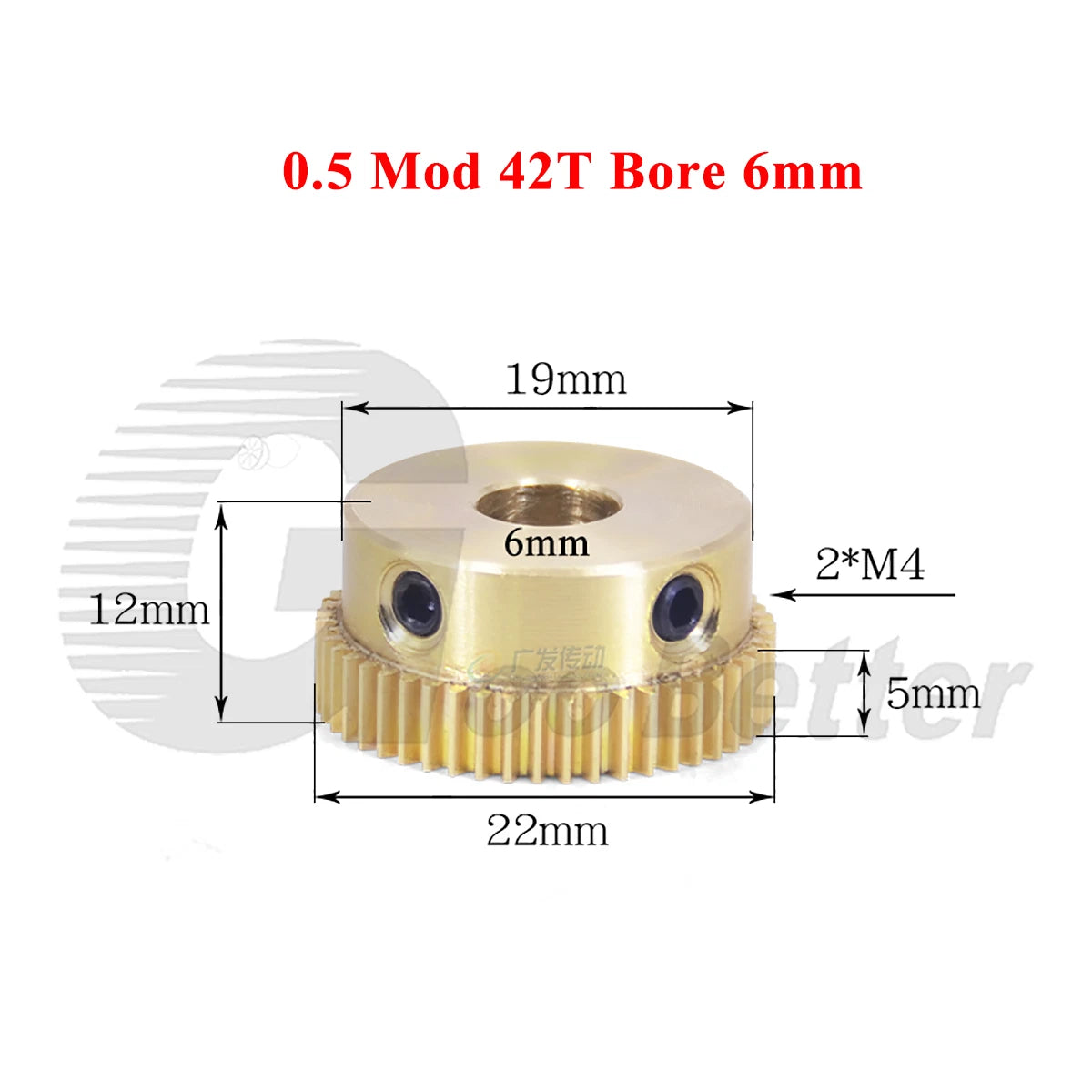 0.5 Mod Brass Pinion Spur Gear 42 Teeth Bore 4/5/6/8mm Motor Transmission Gear