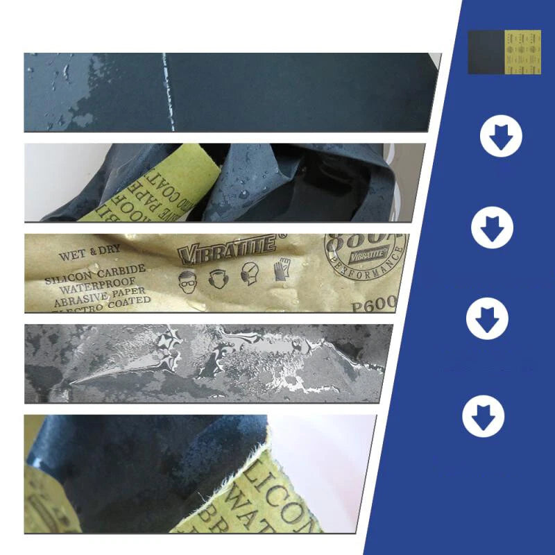 230x280mm Waterproof Sandpaper Sheets P60–P2500 | Silicon Carbide Wet Dry Sanding for Metal Wood Auto