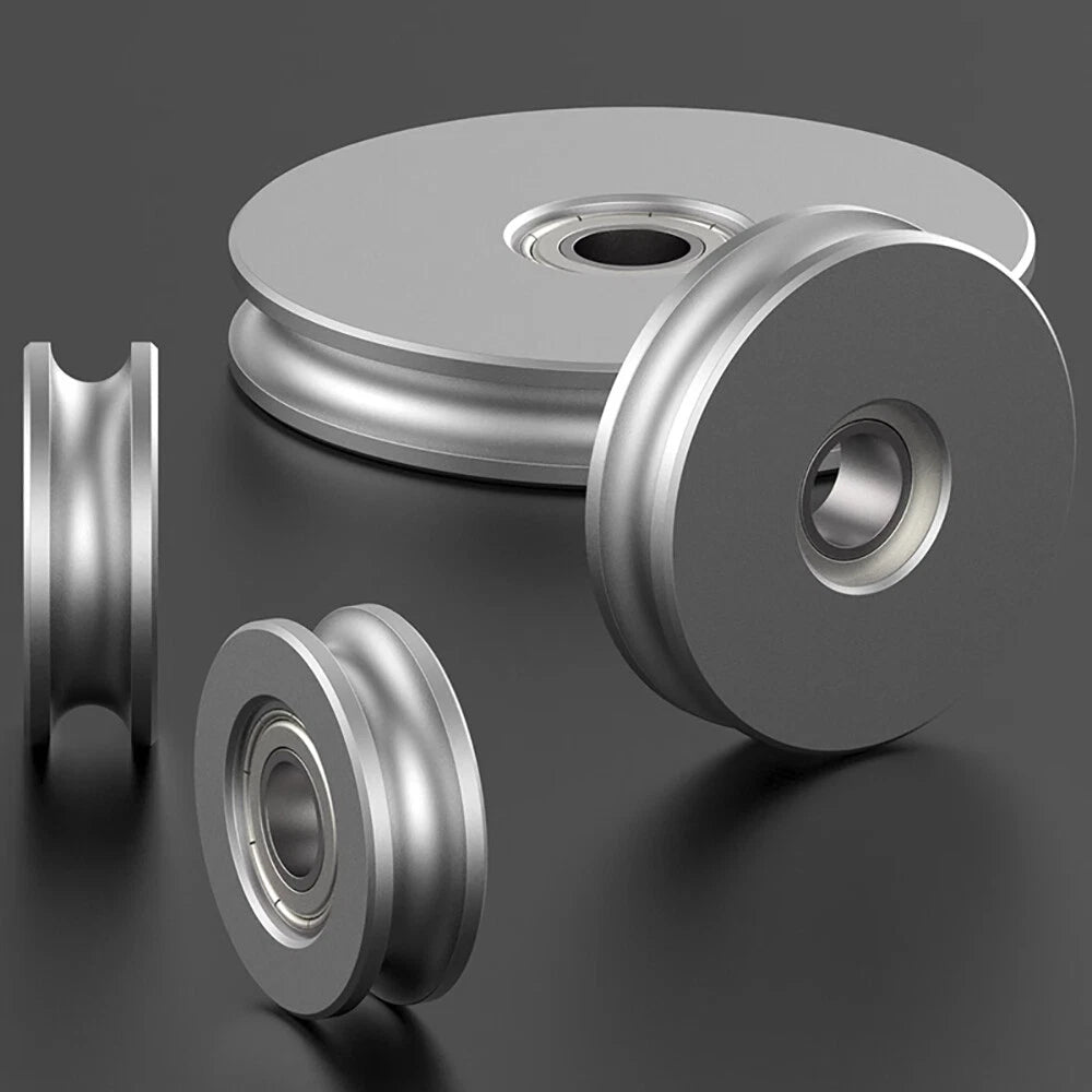 OD 30-80mm Aluminum U Groove Slide Gate, Pulley Wheels PU Round Belt 6/8mm Width