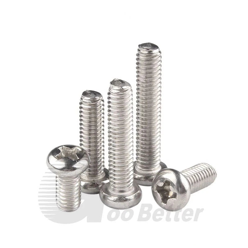M6 M8 Machine Screw Round Pan Head Phillips Screws Flat Tail A4 Stainless