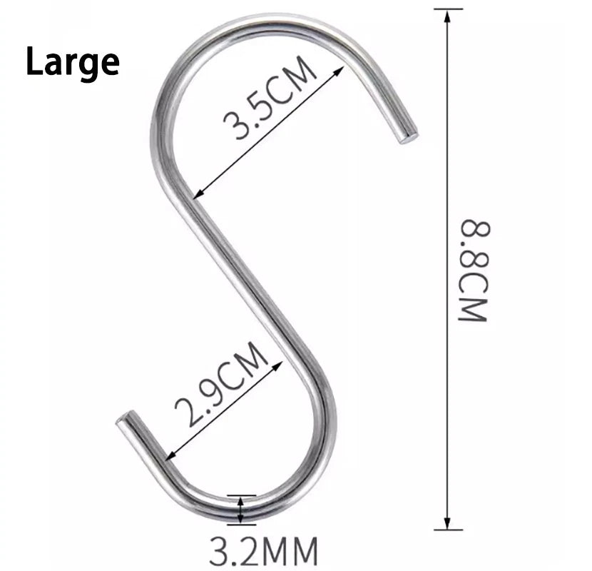 S Hooks Stainless Steel Kitchen Pan Utensil Bathroom Clothes Hanger Hanging