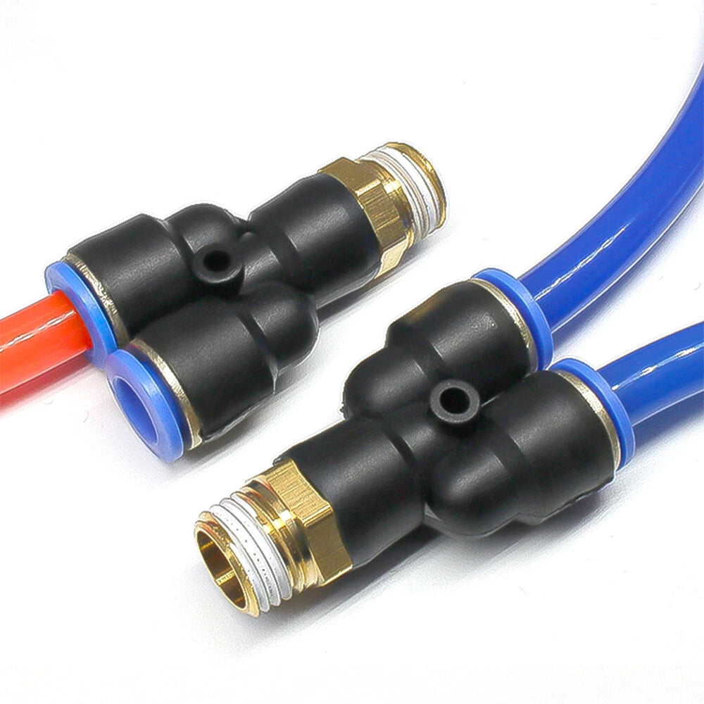 Pneumatic Y-Piece Male Stud Push-Fit Fittings Hose Inline Airline Connector