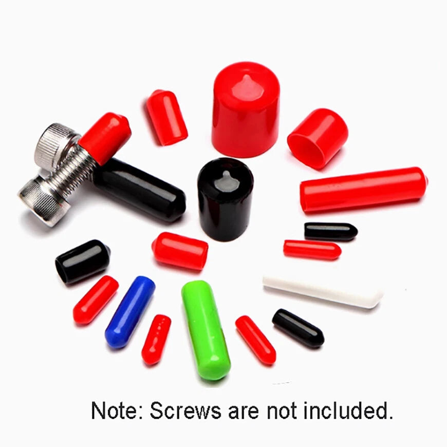 Vinyl Rubber Thread Cover Caps – Φ1.5mm to Φ24mm – 7 Colors (Black, Red, White, Clear, Blue, Yellow, Green)