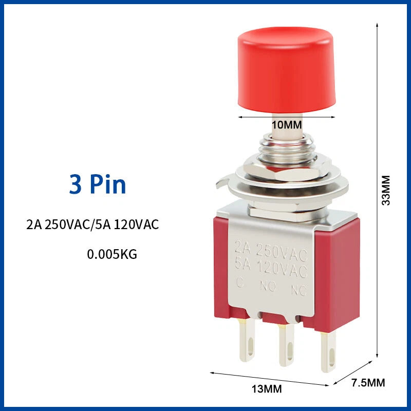 MTS 6mm Mini Toggle Switch – 3 & 6 Pin, 2 & 3 Position, On-Off / On-Off-On