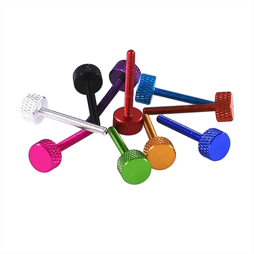 M3 Coloured Aluminium Knurled Thumb Screws Flat Head Hand Grip Bolt L:12mm-50mm