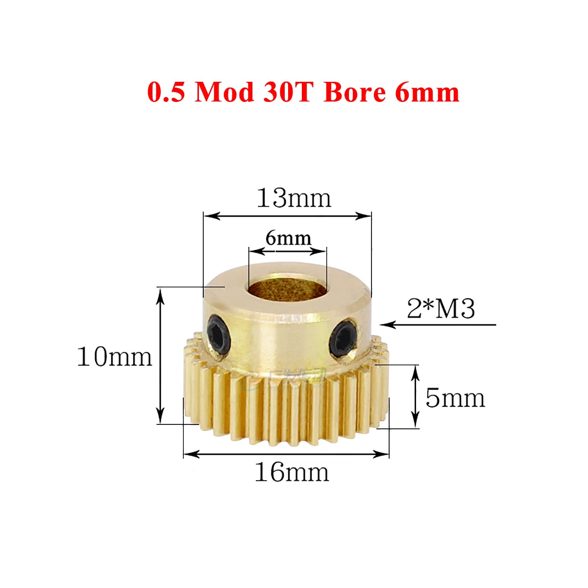 0.5 Mod Brass Pinion Spur Gear 30 Teeth Bore 4/5/6/6.35/7/8mm Transmission Gear