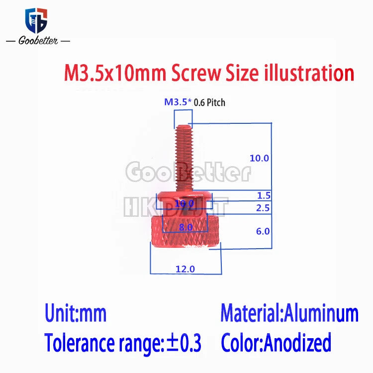 M3.5 x 7 10 12 16 20 mm Computer PC Case Aluminum Alloy Knurled Thumb Screws