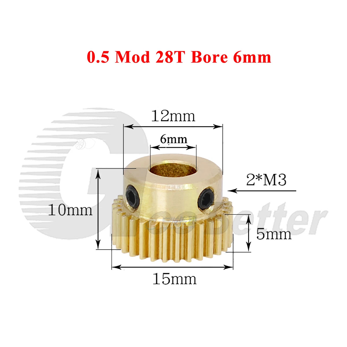0.5 Mod Brass Pinion Spur Gear 28 Teeth Bore 4/5/6/6.35/7/8mm Transmission Gear