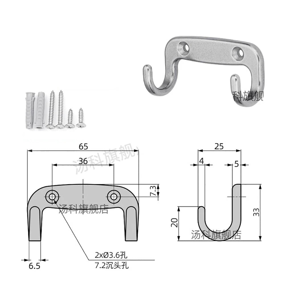 Stainless A2 Double Hook Coat Hooks Door Bathroom Bedroom Dress Clothes Hangers