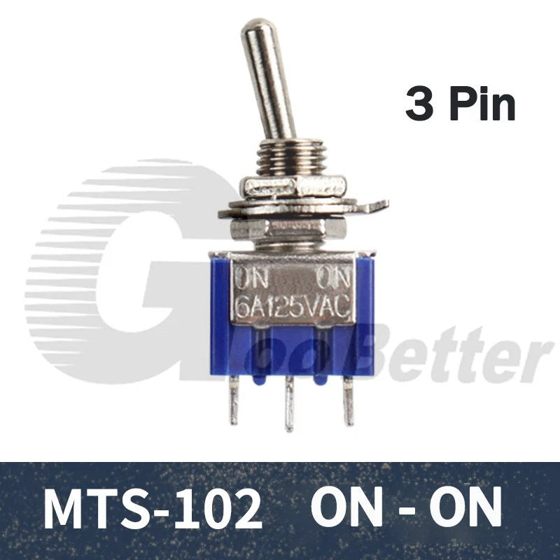 Mini Toggle Switch Latching SPDT/DPDT — MTS-102 MTS-103 MTS-202 MTS-203 | 2A 250VAC 5A 120VAC