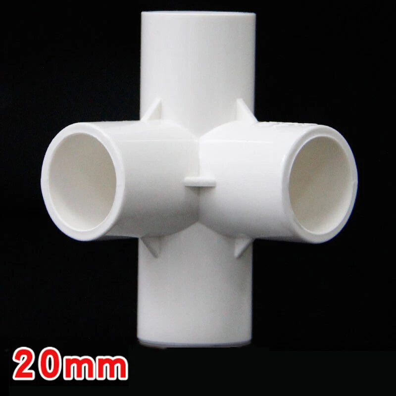 PVC 4-Way White Equal Connector Socket Pressure Pipe Fittings 20 25 32 40 50mm