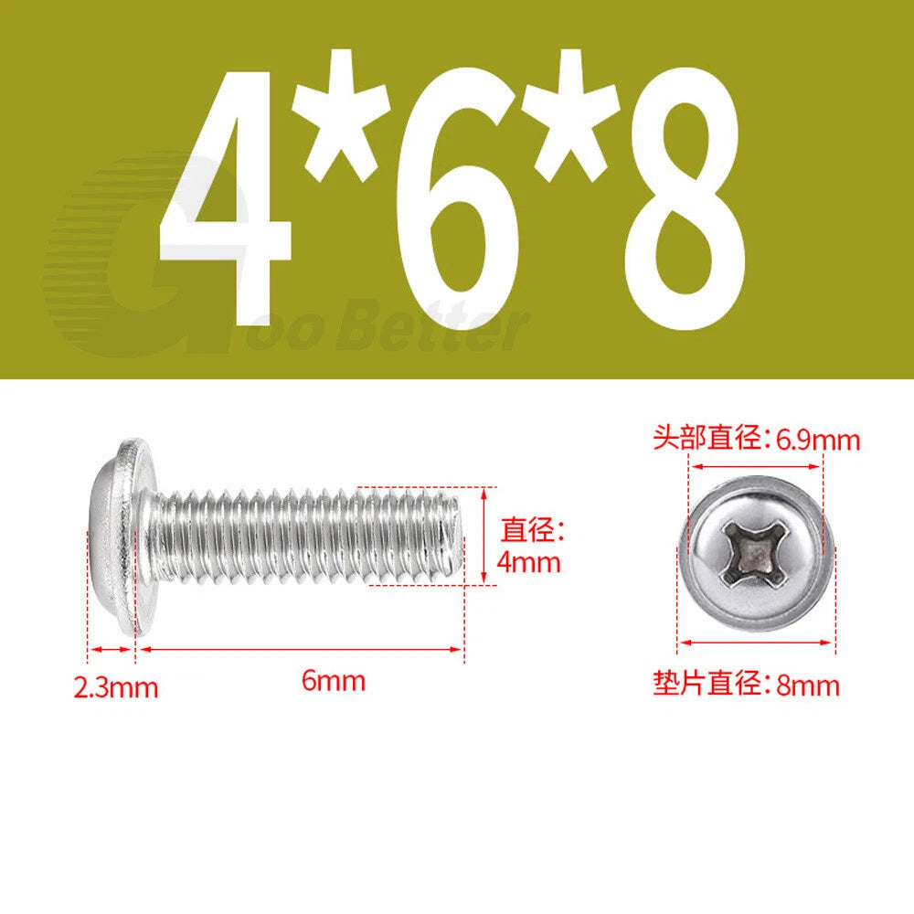 Flanged Phillips Pan Head Machine Screws – A2/A4 Stainless Steel, M1.4 to M6 (304/316)
