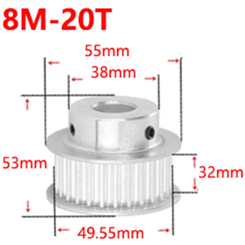 8M 12-26T Timing Pulley 30mm Belt Synchronous Wheel Gear 3D Printer Bore 8-30mm