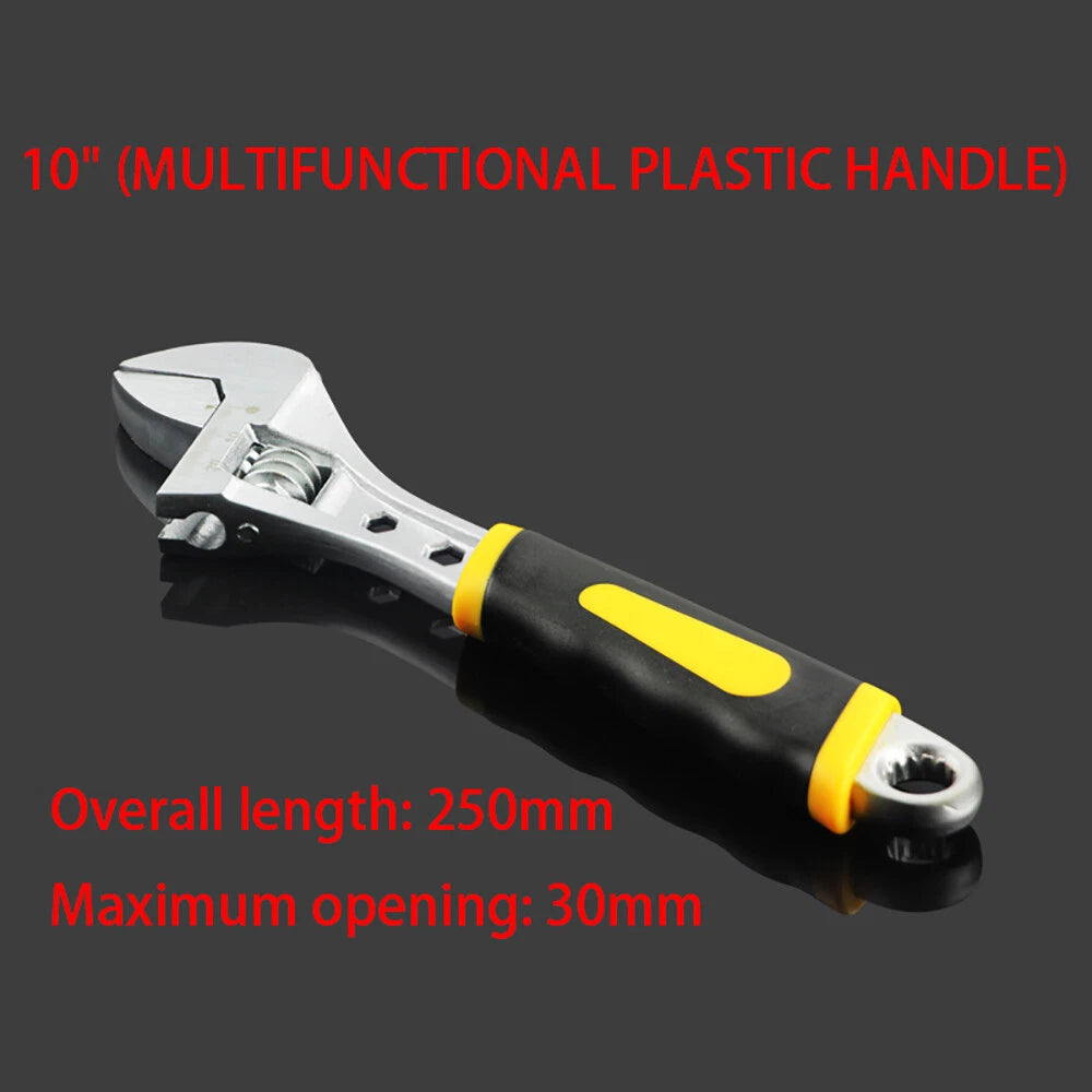 2 In 1 Heavy Duty Wide Jaw Adjustable Pipe Wrench Spanner Electroplating Steel