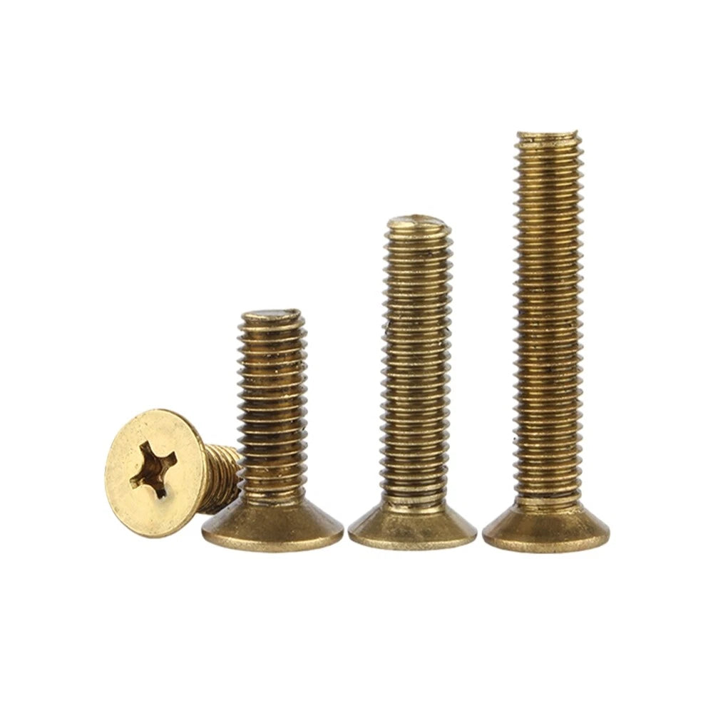 M2 M2.5 Brass Countersunk Phillips Machine Screws – Flat Head, 4mm to 12mm Lengths