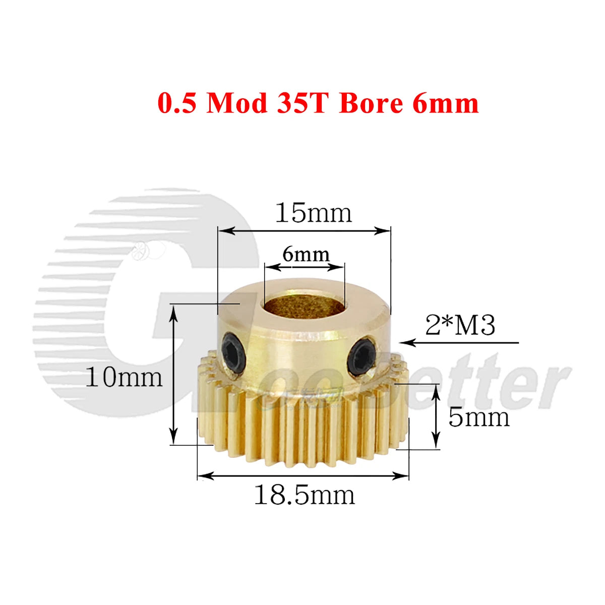 0.5 Mod Brass Spur Gear 35 Teeth Bore 4~12mm Motor Gear Transmission Pinion Gear