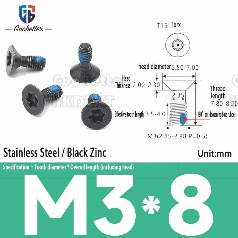 M3 Torx Flat Head Countersunk Machine Screws — Carbon Steel & Stainless Steel, Multi - Finish - HomeDIYer