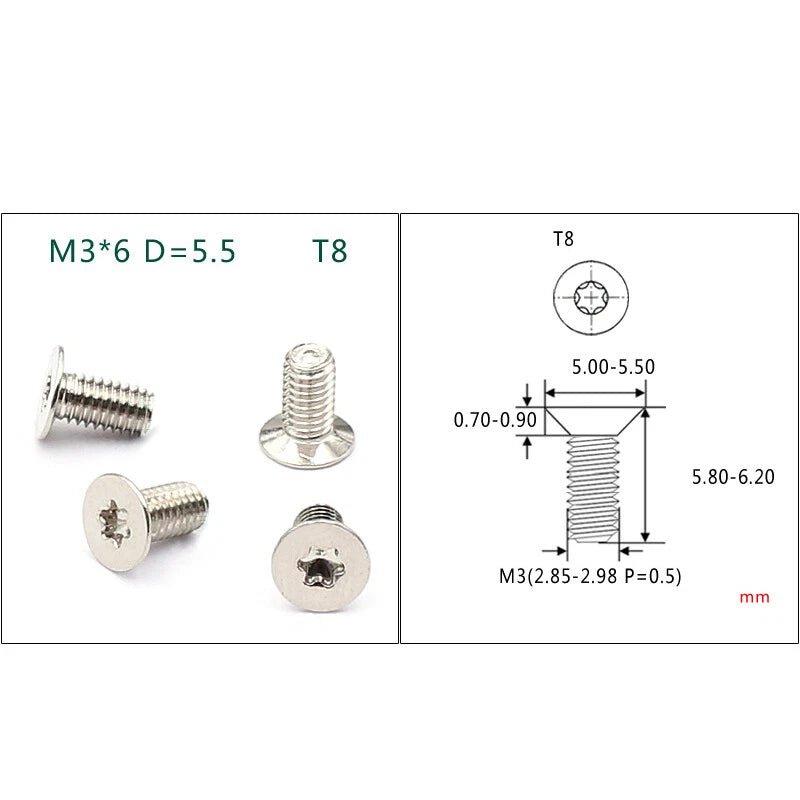 Torx Flat Head Machine Screws M1.6 M2 M2.5 M3 — T5 to T15, Multiple Finishes