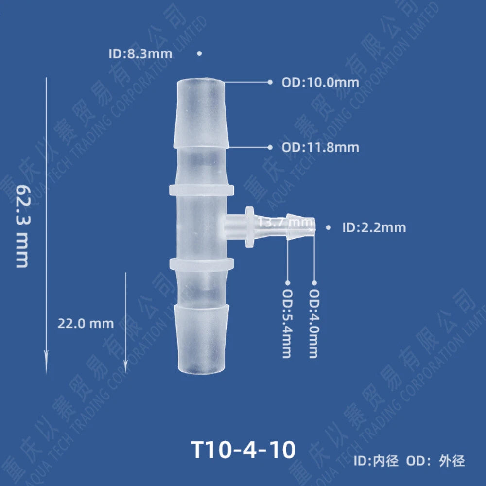 T-Type Barbed Hose Fitting — 3-Way Plastic Tee Connector for Tubing & Irrigation