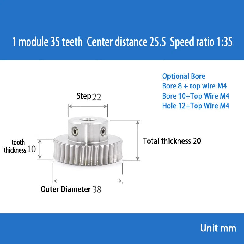 1 Module 15T to 60T Gear Stainless Steels Worm Wheel Gear & Worm Gear Shaft