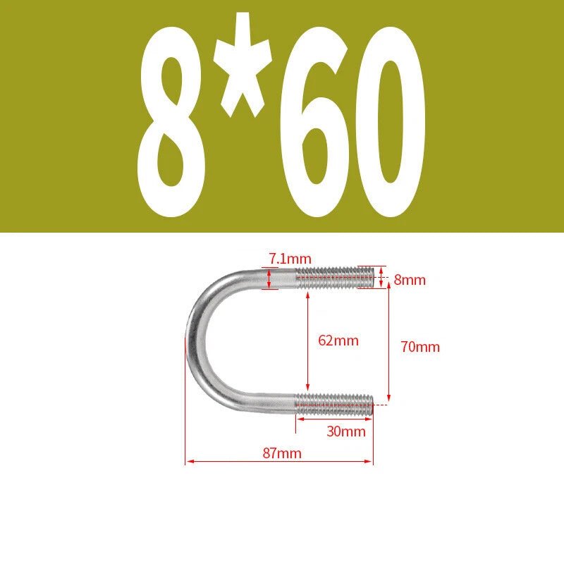 M8 U - Bolts Round Bend A2 Stainless Steel — 22mm to 161mm, Choose Your Pack - HomeDIYer
