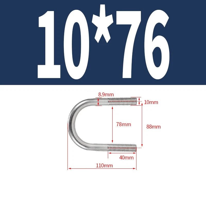 M10 Round Bend U - Bolts — A2 Stainless Steel, 12 Lengths Available - HomeDIYer