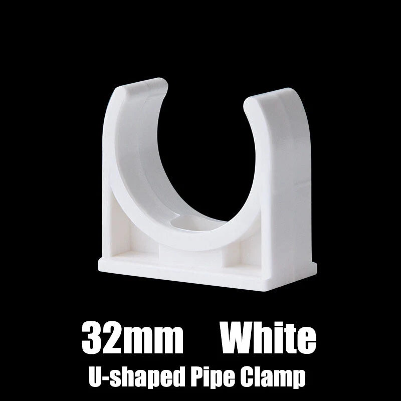 PVC U-Type Pipe Clamp Tube Holder 20 25 32 40 50mm Pipe Fittings White Grey