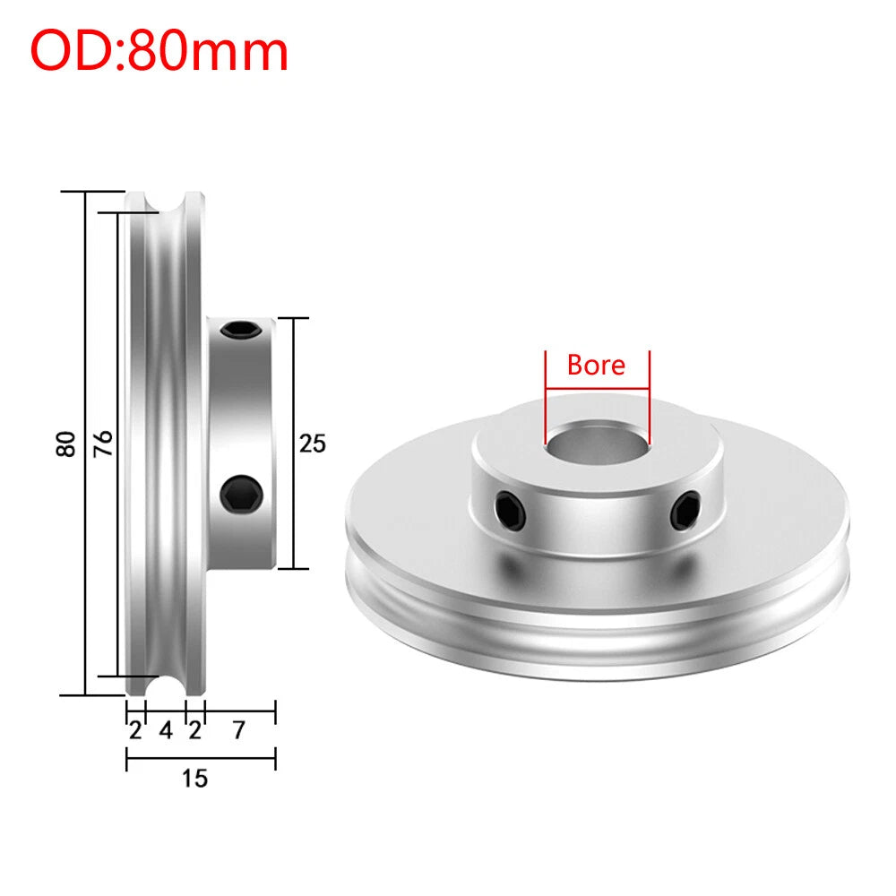 U Grooved Pulley PU Round Belt Pulleys Aluminum For 4/5mm Width Belt OD 20-80mm