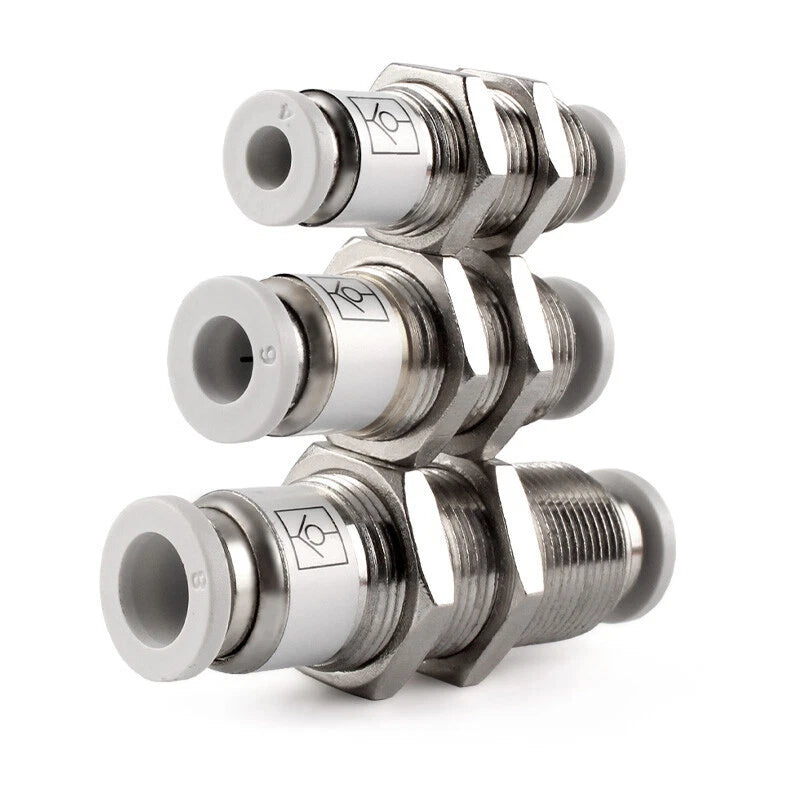Bulkhead Push-In Fittings | Pneumatic Connectors for Air & Water Hose Tube | 4mm–16mm
