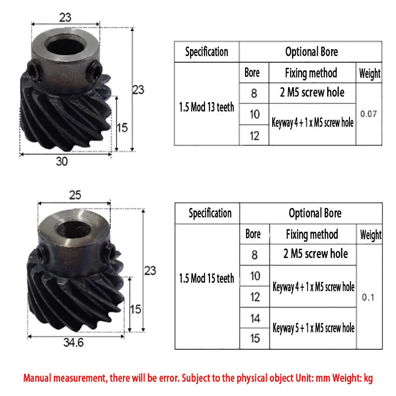 1/2/3 Mod Helical Gear With Step 45° Left Right Spiral Motor Transmission Gear
