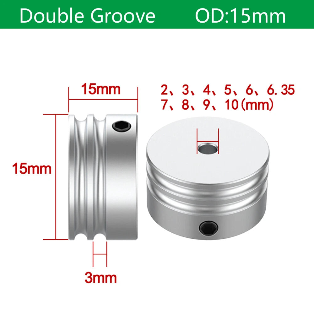 U Grooved Pulley PU Round Belt Pulleys Aluminum Groove Width 3mm OD 15-30mm