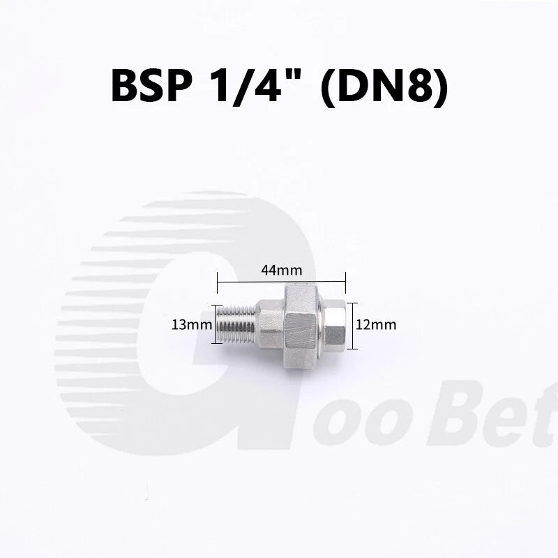 304 Stainless Steel Union BSP Male-Female Pipe Fitting Adapter — 1/4" to 2"
