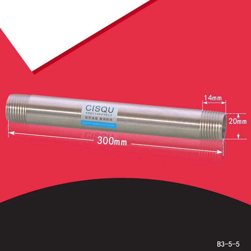 Stainless Steel 316 BSP Male Thread Extension Pipe Nipple — 1/2", 3/4", 1" | 100–300mm