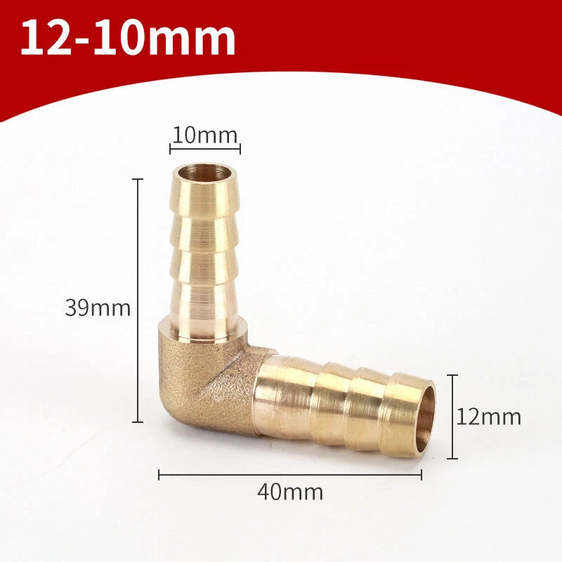 90° Brass Barb Elbow Fittings — Reducing Hose Joiner for Fuel, Air & Fluid Lines