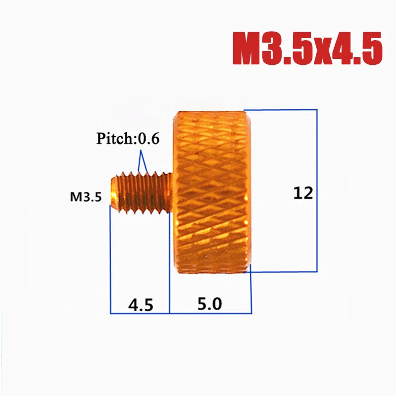 M3.5-M4 Aluminum Alloy Knurled Thumb Screws Hand Grip Knob Bolts 4.5mm-30mm