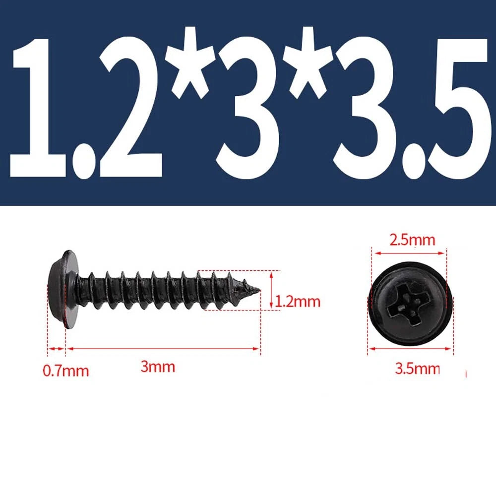 Black Phillips Flanged Head Self Tapping Screws – M1.2–M5 Carbon Steel